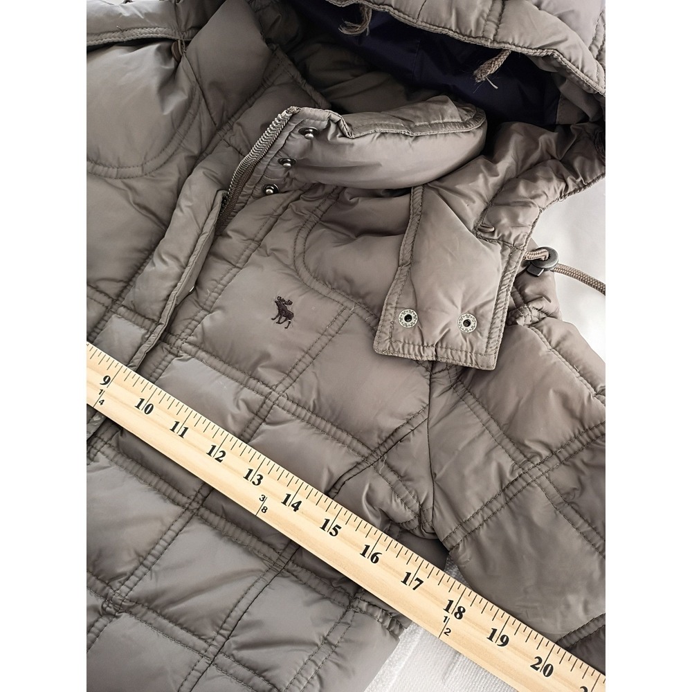 Abercrombie Fitch Puffer Jacket Hooded Quilted Full Zip Brown Size Medium - Picture 7 of 13